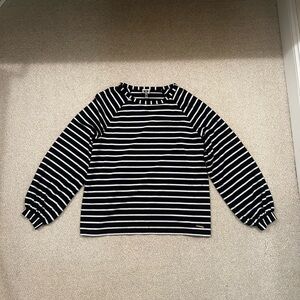 Anne Klein Black and White Striped Long Sleeve Blouse